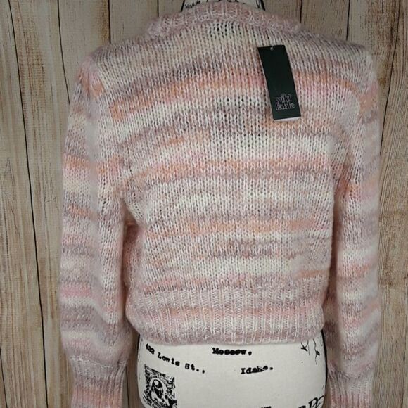 NEW WILD FABLE Women's Striped Knit Cropped Sweater - Picture 2 of 3